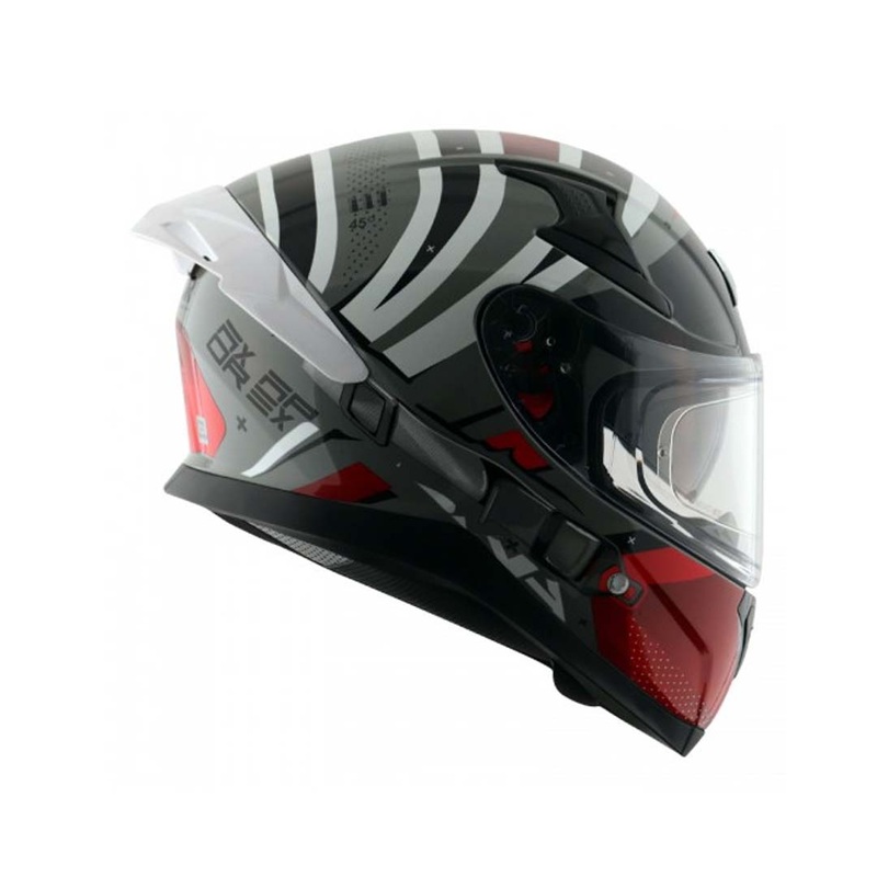 Motorcycle Helmet Full Face-Axor Apex Hex-2 Cool Grey Red Cool Grey Red M
