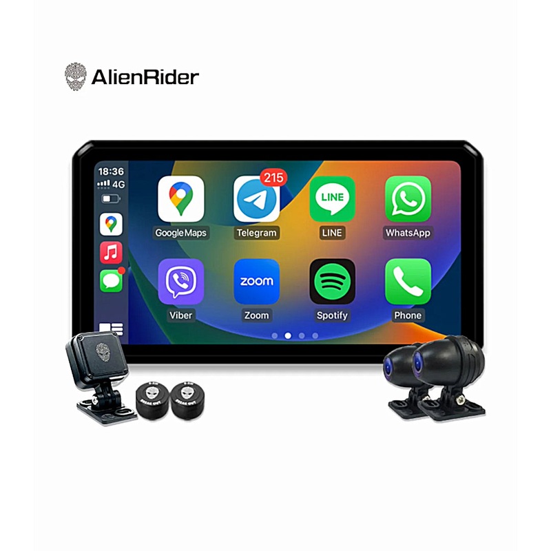 Alien Rider M2 PRO Motorcycle CarPlay Dual Recording Bike Navigation System