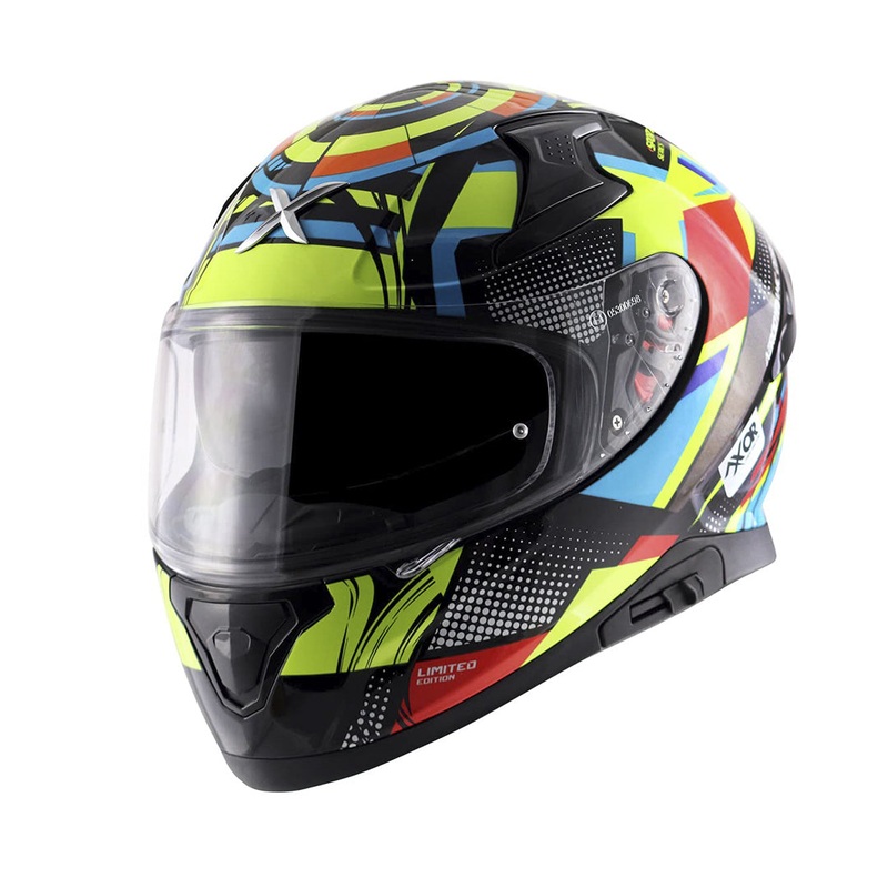 Axor Apex Vivid Black Neon Yellow Motorcycle Full Face Helmet Black Neon Yellow Vivid M