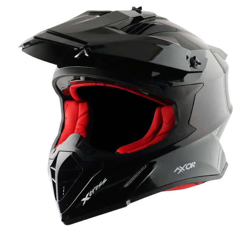 Axor X-cross Single Color Motorcycle Helmet Gloss Black Red M
