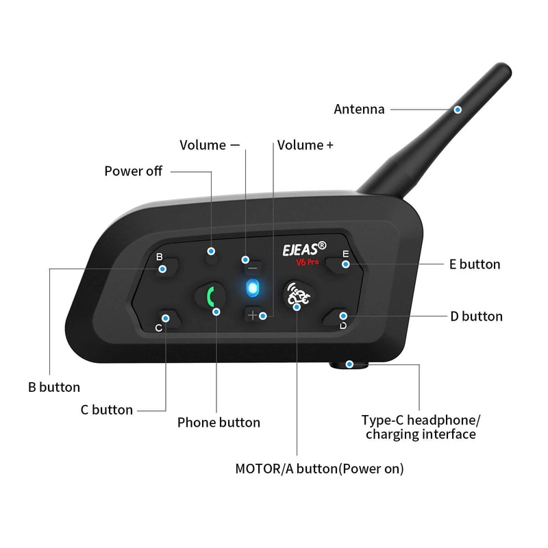 EJEAS V6 Pro+ Motorcycle Bluetooth Headset