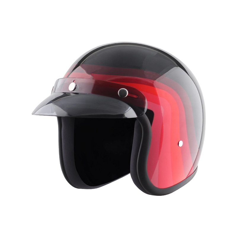 Vega Jet With Peak Urban Half Face Helmet Black Red
