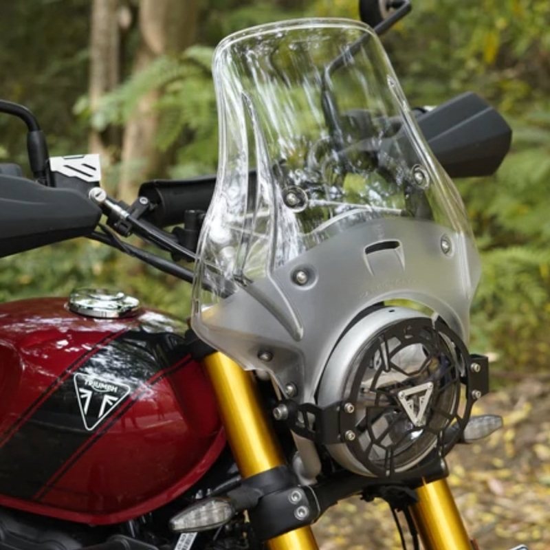 “WANDERER” Premium Touring Windshield for Triumph Scrambler 400X – Smoked/Clear /Carbon Racing Clear