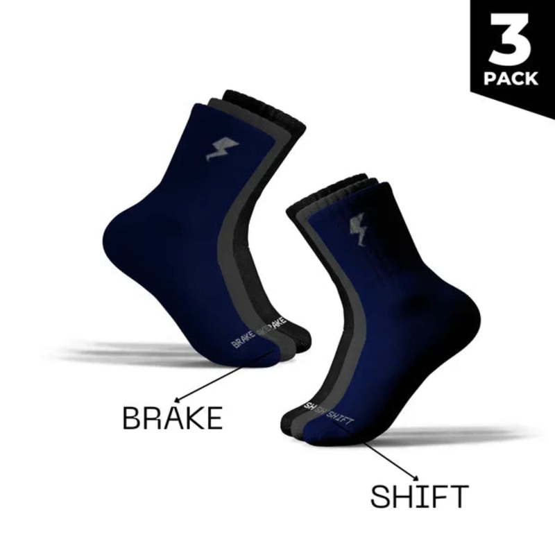 3 Pack – Brake/Shift – Moto Socks (Black/Grey/Navy)