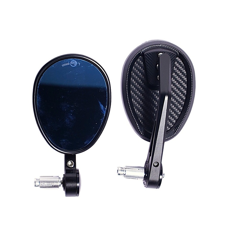 Premium Oval Bar End Mirror  Carbon Finish