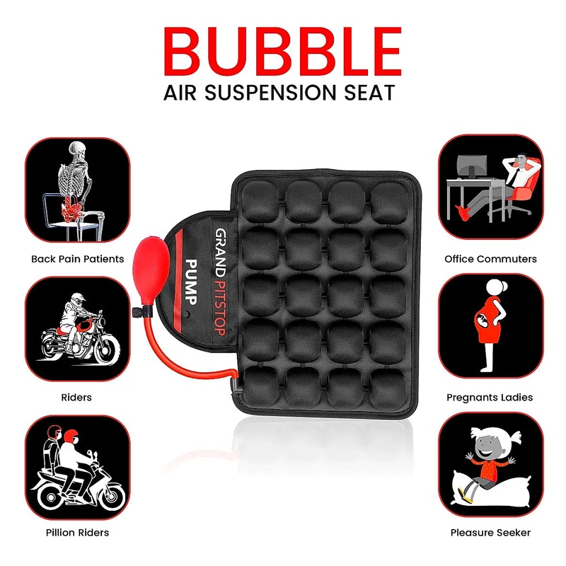 Air Bubble Airseat for Motorcycle and Car Lumbar Support – Pillion with Pump – Grand Pitstop