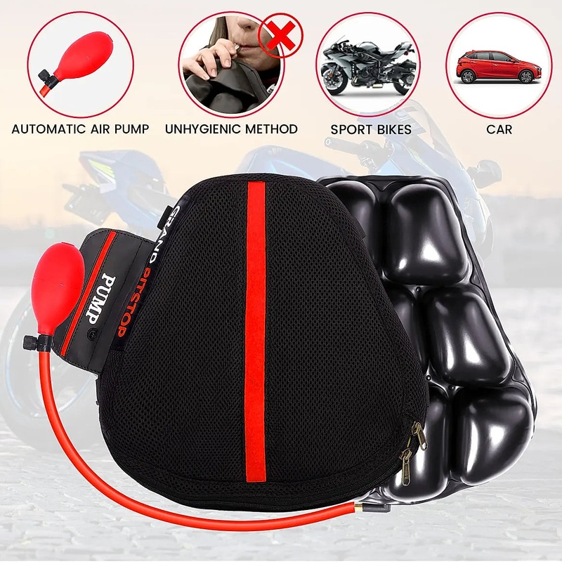 Air Bubble Airseat for Motorcycle and Car Lumbar Support – Sports Premium with Pump | Grand Pitstop