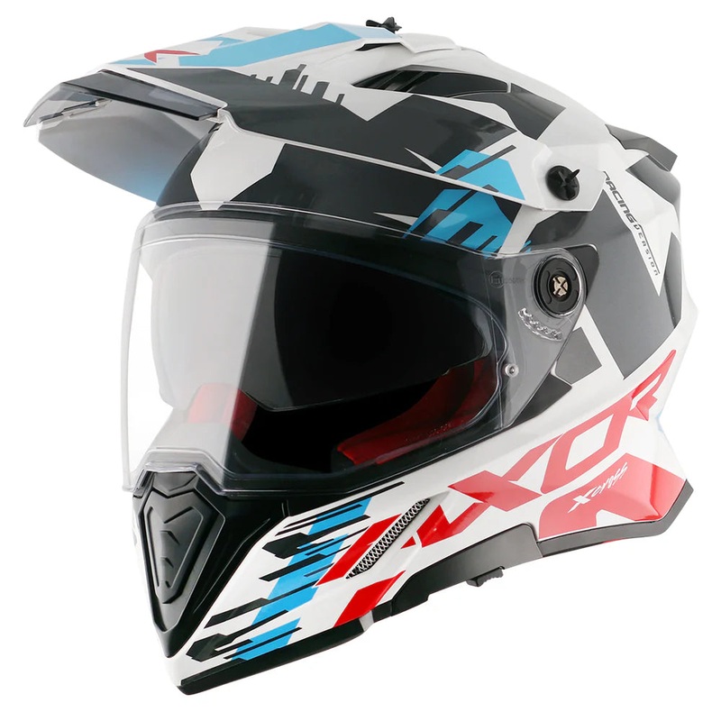 Axor X-cross X1 Dual Visor Motorcycle Full Face Helmet M White & Red
