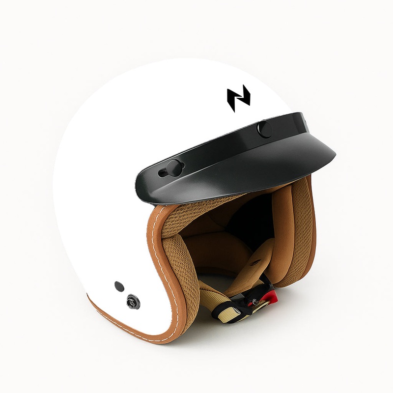 NIKKO N-356 III DOT ISI Certified Premium Quality Gloss Plain White Open Face Helmet M
