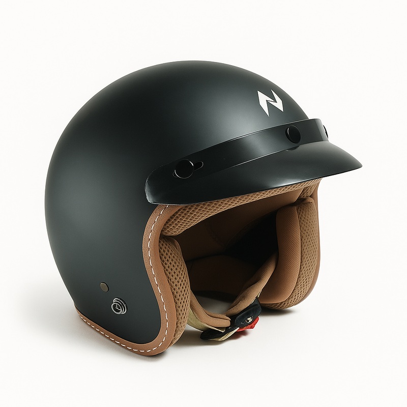 NIKKO N-356 III DOT ISI Certified Premium Quality Matt Black Plain Open Face Helmet M