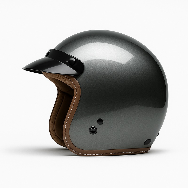 NIKKO N-356 III Gloss Metallic Grey Open Face Helmet M
