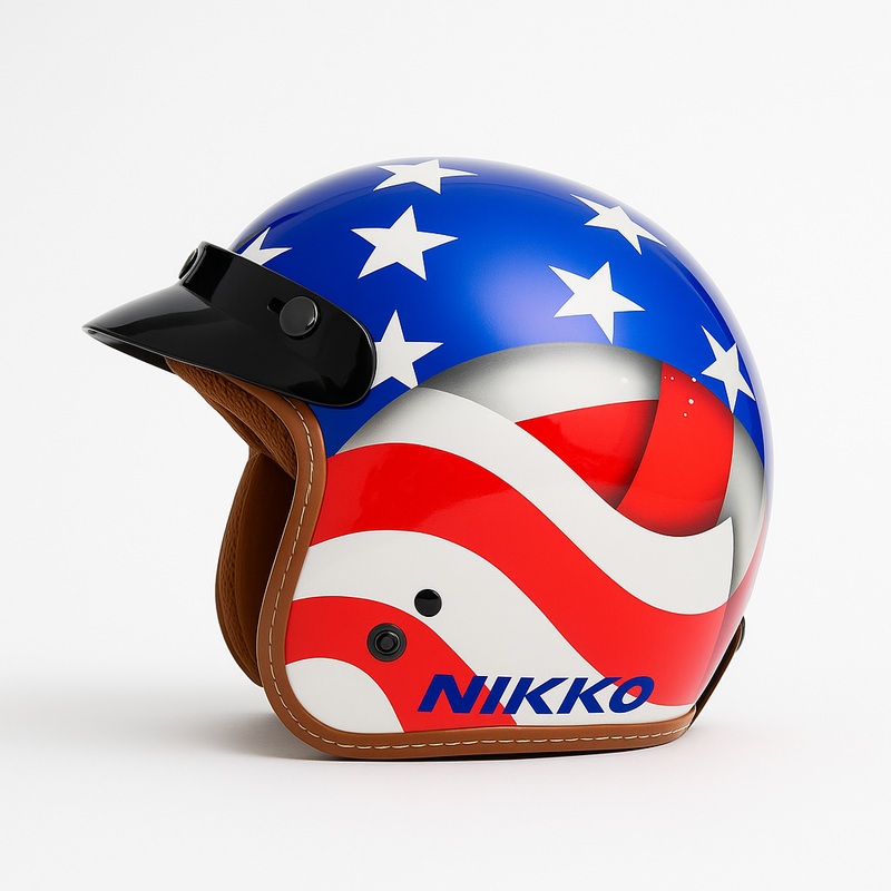 NIKKO N-356 III Gloss Royal Blue State Open Face Motorcycle Helmet M