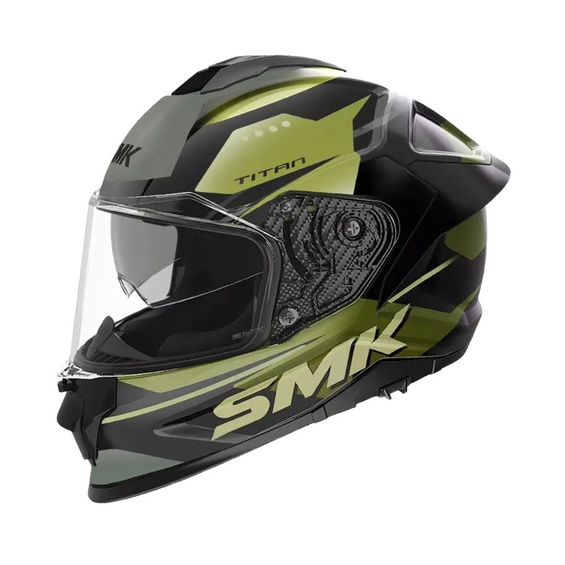 SMK Titan Fiber SPORTER Helmet (Gloss Black-Yellow-Green) L