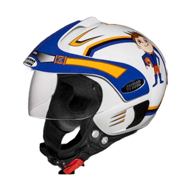 Studds Marshall D1 White Blue N1 Open Face Helmet Helmet (Boy’s) 2XS