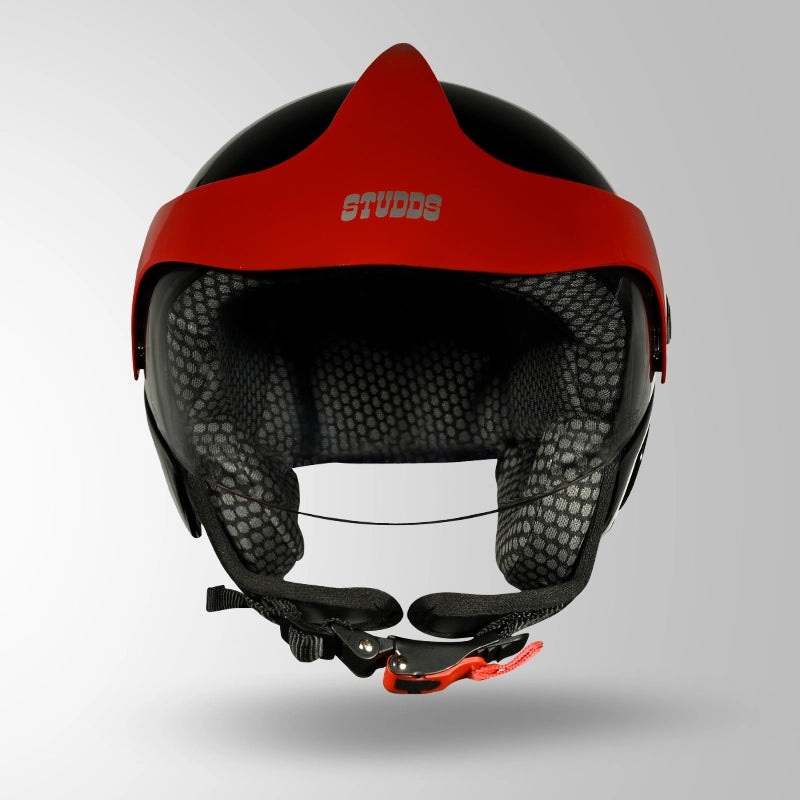 STUDDS Marshall Kids Helmet  Black with Red Sun Peak Black Red 2XS