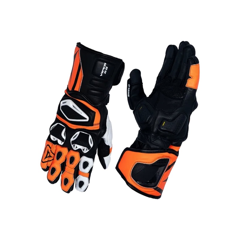 Shield Flame Full Gauntlet Gloves White Orange Black S