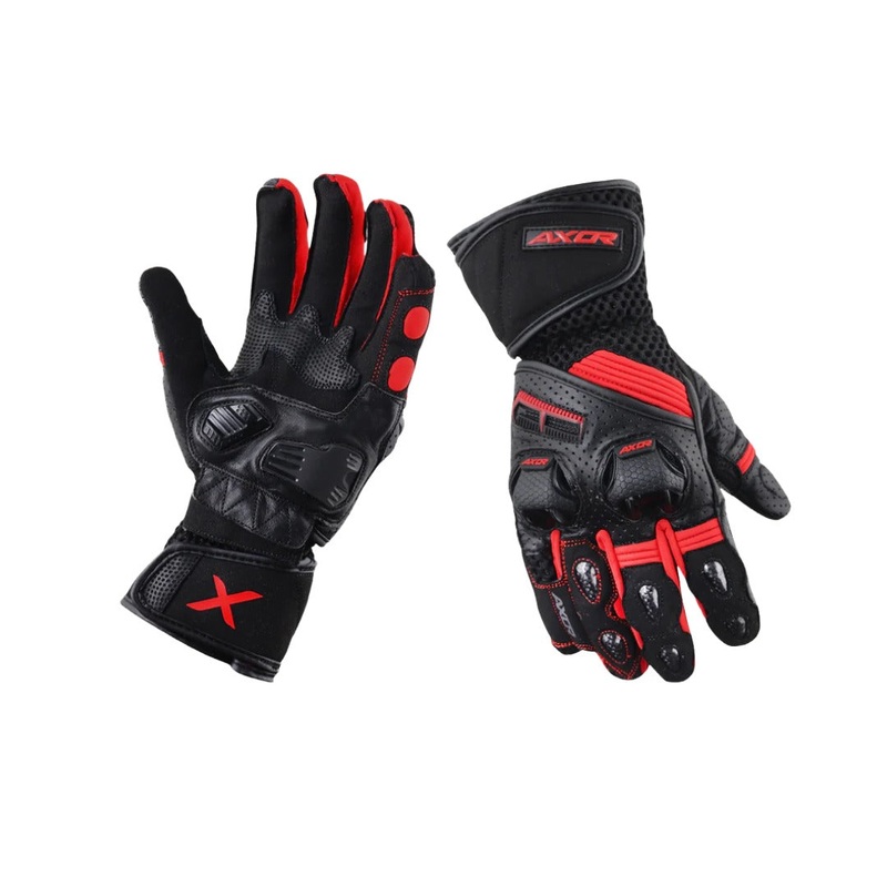 Axor Gator Riding Gloves BLACK RED M
