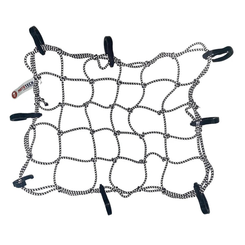 Mototech Reflective Flexi Hook Bungee Net – 15″x12″ – Black 15 inches x 12 inches