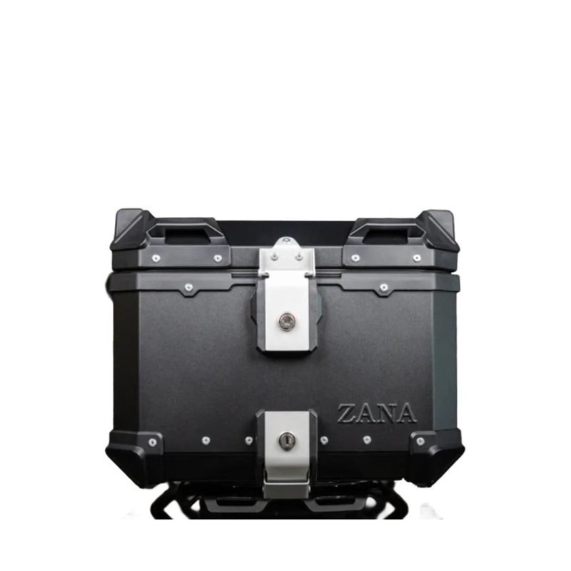 ZANA Universal Aluminium Top Box 45L (L-Flat Black) with Back Rest Cushion