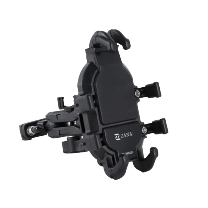 ZANA Universal Mobile Holder with USB Charger  Adjustable Handlebar Mount (18W Fast Charging)