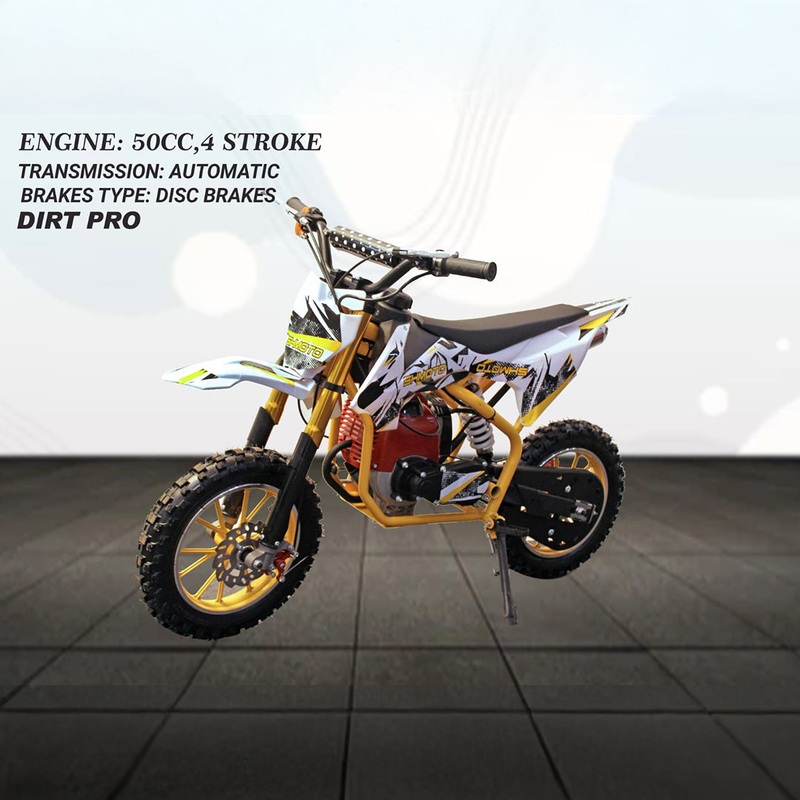 50cc 4 Stroke Kids Dirt Bike with Automatic Self & Pull Start | Disc Brakes | 7-14 years Blue