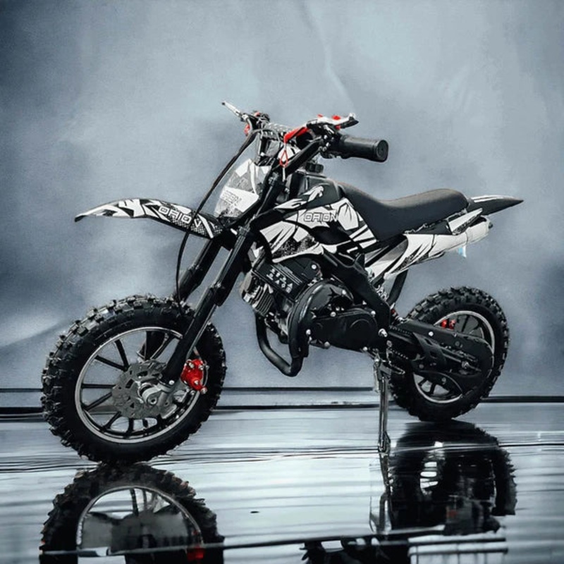 50cc Kids Dirt Bike with Self & Pull Start | Disc Brakes | Ages 4-13 White