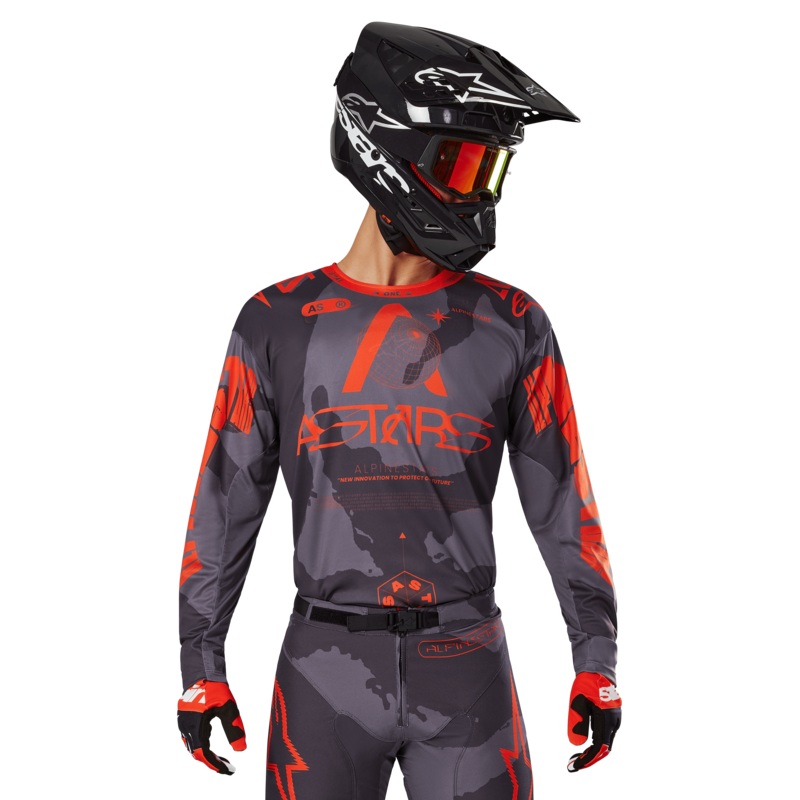 Maillot Racer Hollow 2025 S Gris Camo Orange Fluo