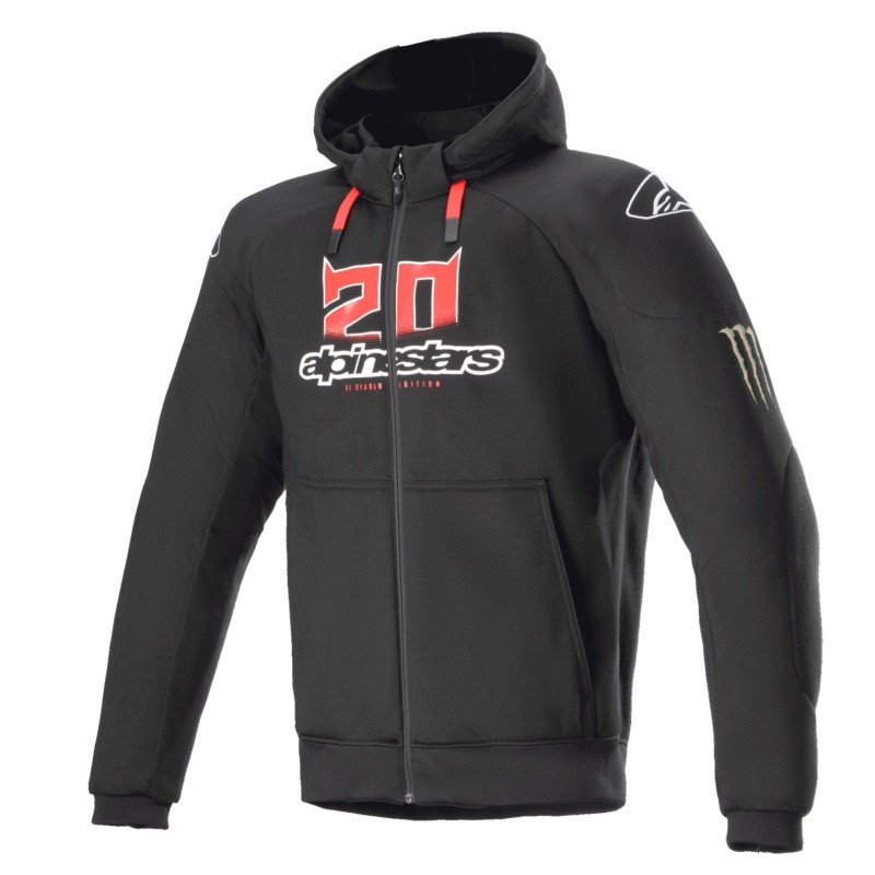 Sweat  Capuche FQ20 Chrome Ignition Monster S Noir Blanc Rouge vif