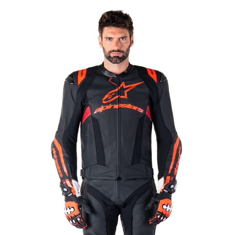 Veste En Cuir Missile V3 Ignition 44 Noir Rouge Fluo Rouge fonc