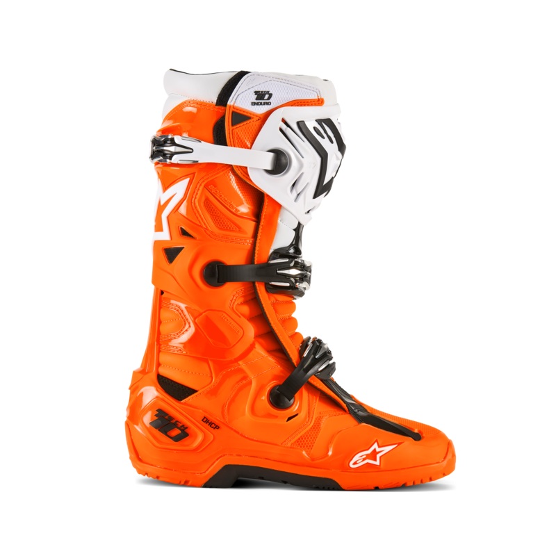 Bottes Tech 10 Enduro 7 Orange Fluo Noir Blanc