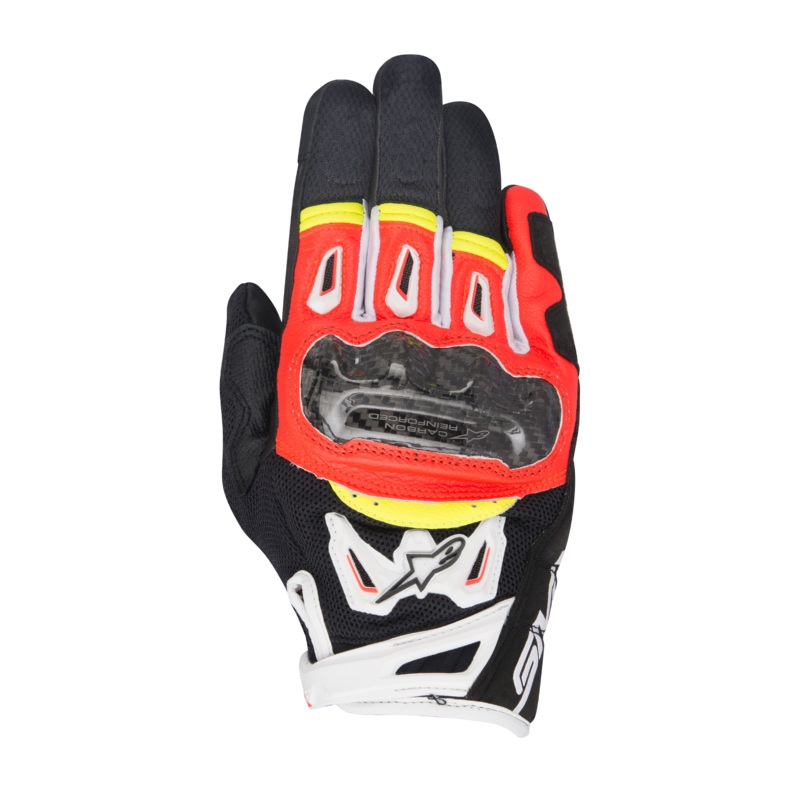 Gants SMX-2 Air Carbon V2 S Noir Rouge Fl Blanc Yell Fl