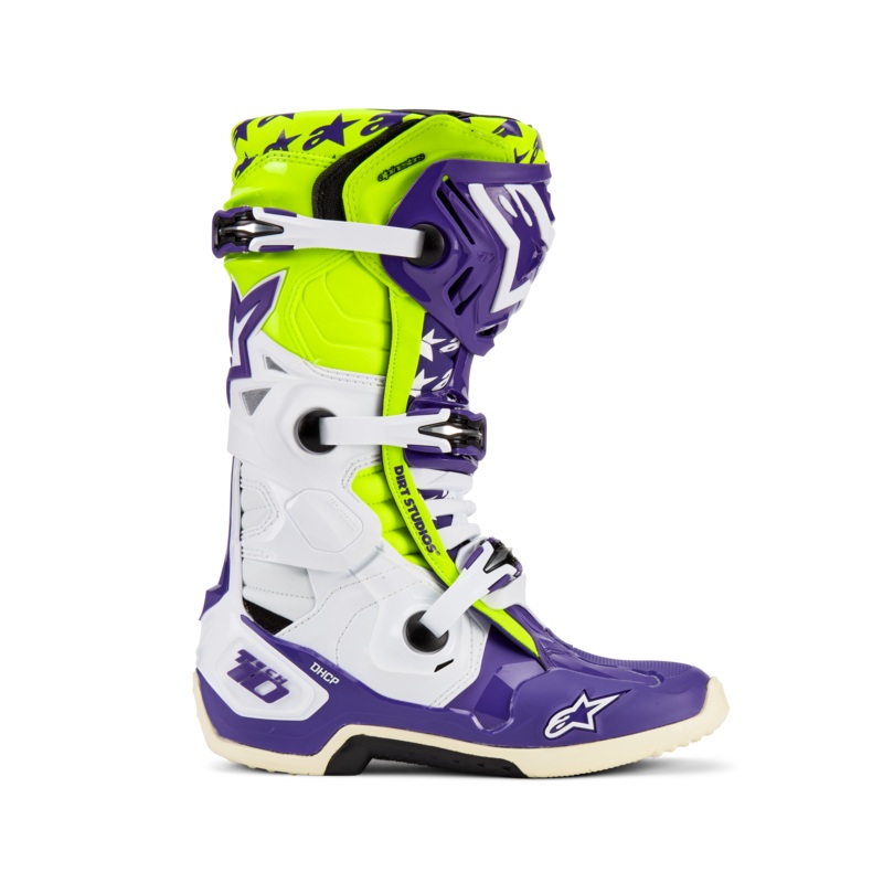 Bottes Tech 10 Dirt Studios Limited Edition 7 White Purple Yellow Fluo