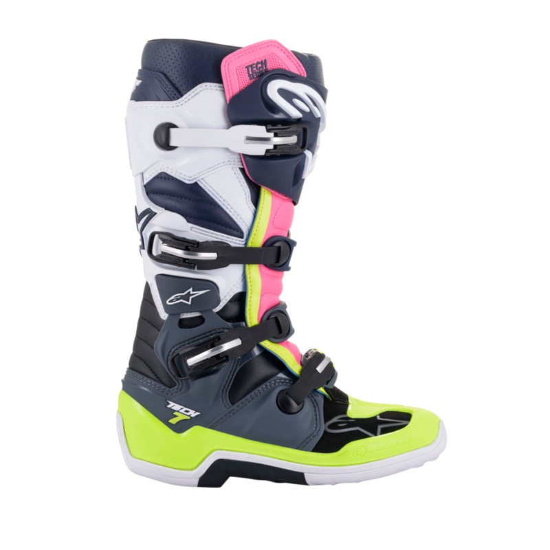 Bottes Tech 7 5 Gris fonc Bleu fonc Rose Fluo