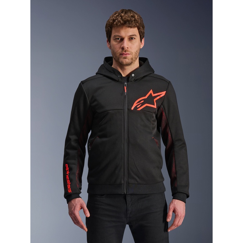Sweat  Capuche Chrome Air Sport S Black Red Fluo
