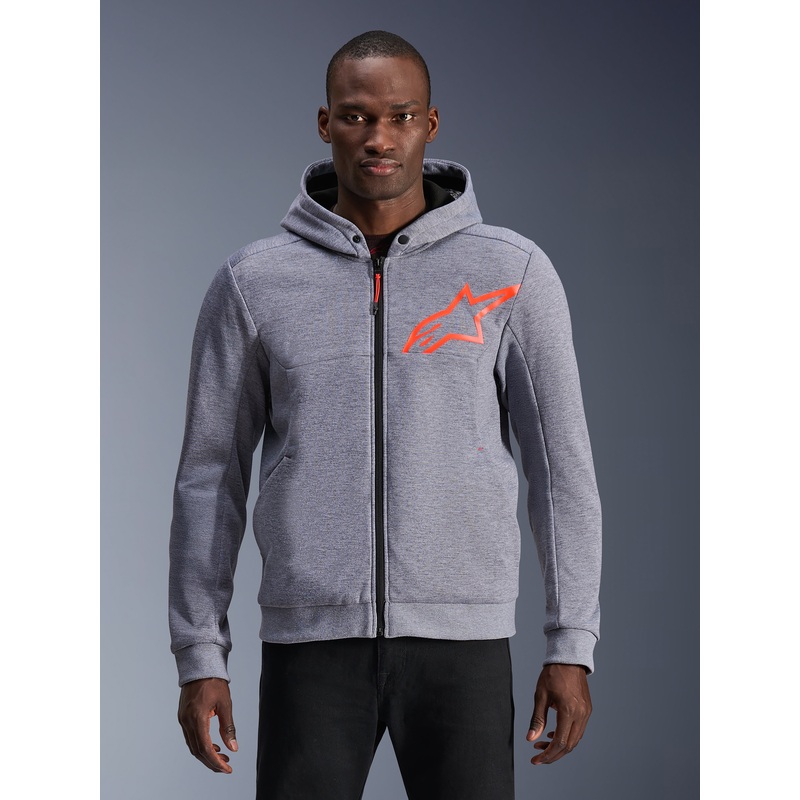 Sweat  Capuche Chrome V2 Sport S Gray Heather Red Fluo