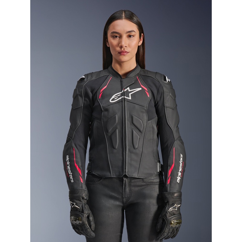 Veste En Cuir Stella Dusk Femme 38 Black Diva Pink White