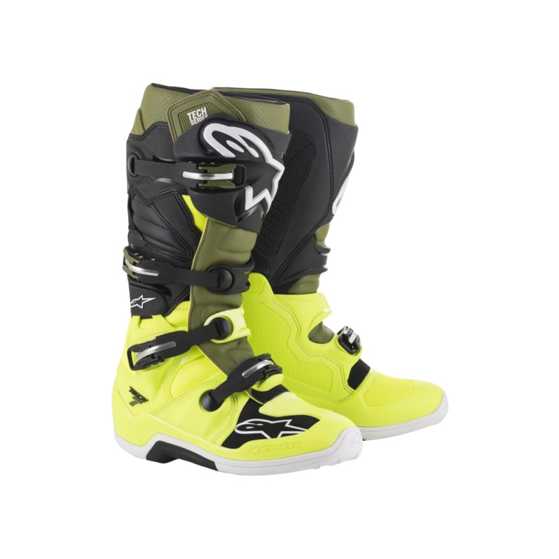 Bottes Tech 7 – Collection Passe 5 Jaune fluo Vert militaire Noir
