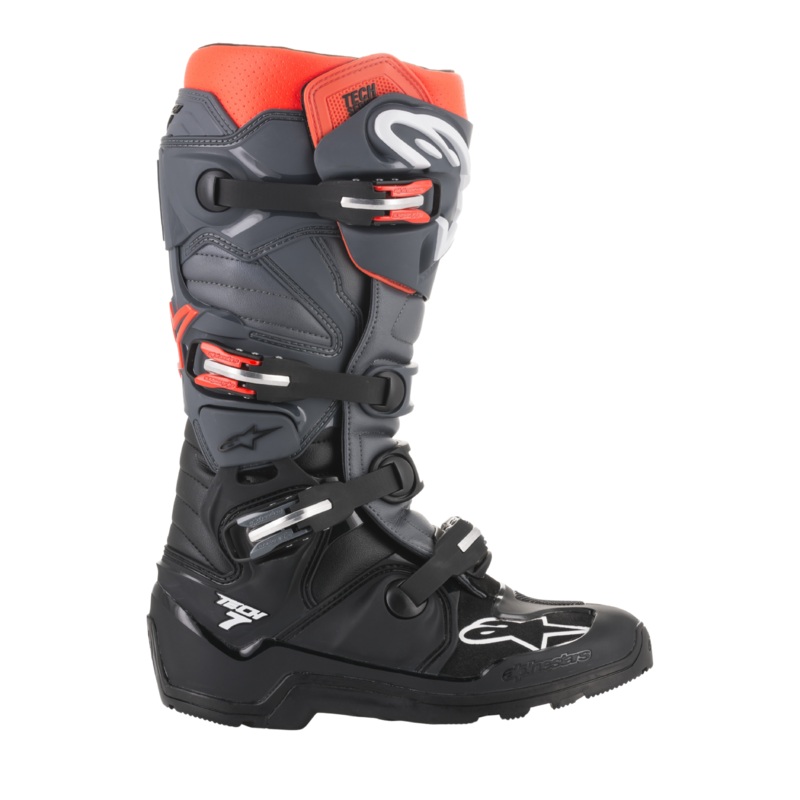 Bottes Tech 7 Enduro 5 Noir Gris Rouge Fluo