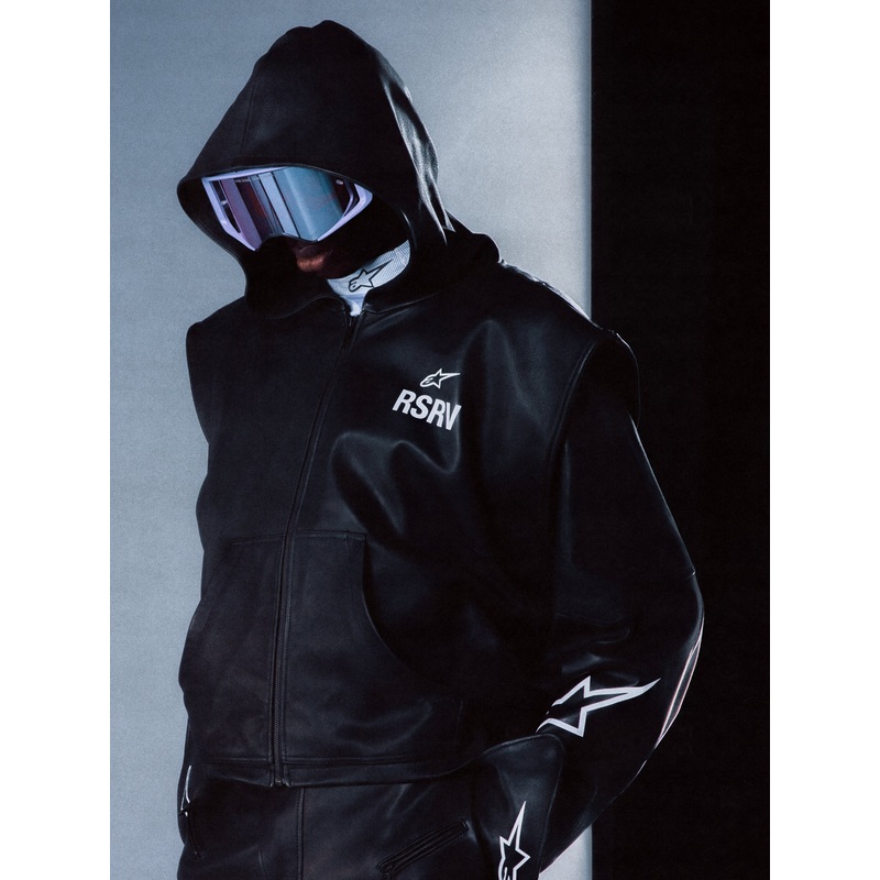 RSRV Axis Leather Hoodie S/M Black