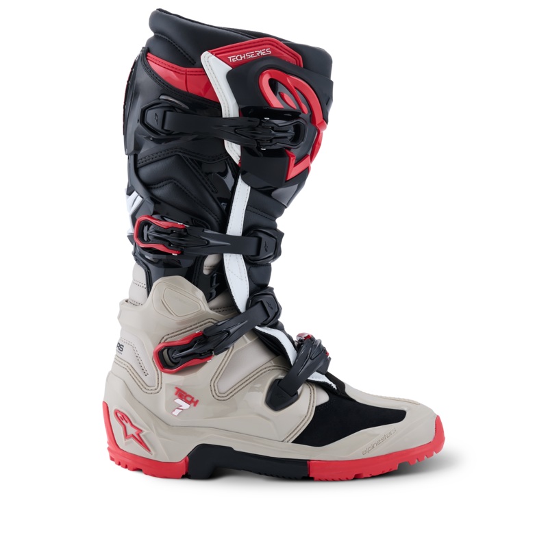 Bottes Tech 7 Enduro 2026 5 Black Light Gray Bright Red