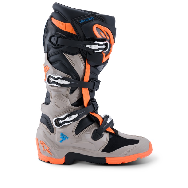 Bottes Tech 7 Enduro 2026 5 Black Warm Gray Orange Fluo