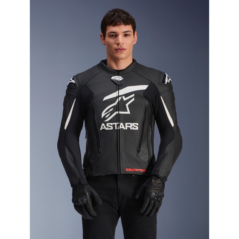 Veste En Cuir GP Plus V4 48 Noir Blanc