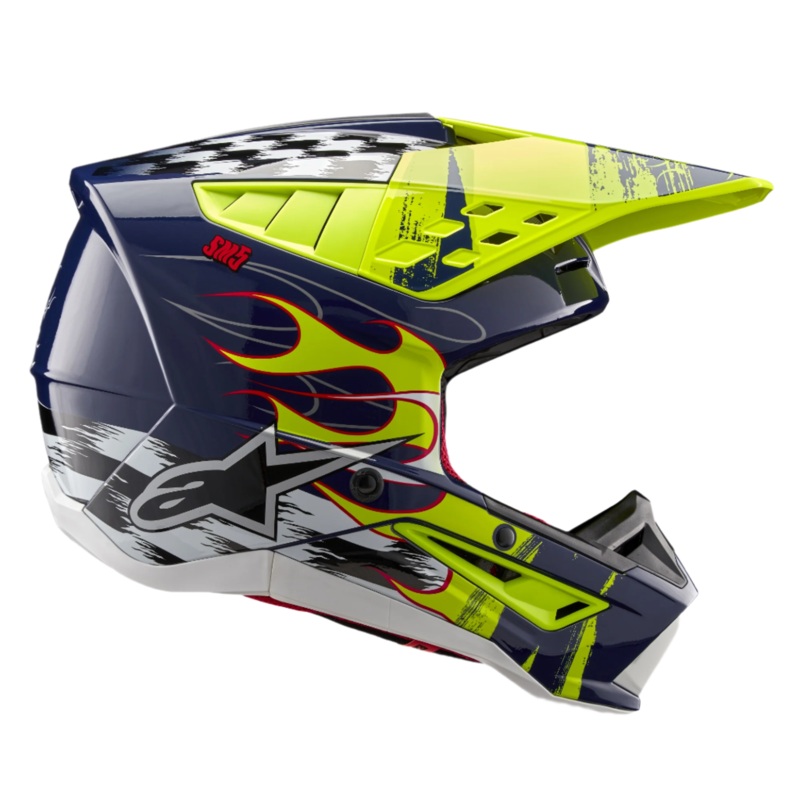Casque SM5 Rash ECE XS Nuit Marine Jaune Fluo Glossy