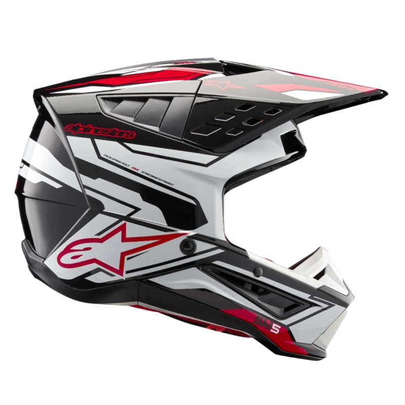 SM5 Action 2 Casque ECE XS Noir Blanc Rouge vif Brillant
