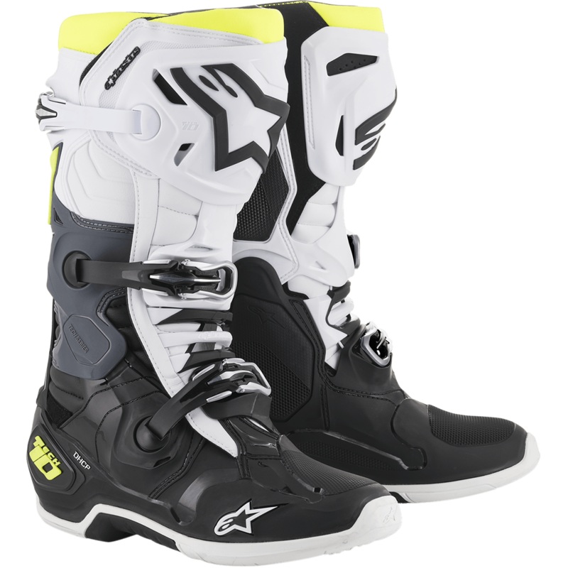 Bottes Tech 10 7 Noir Blanc Jaune Fluo