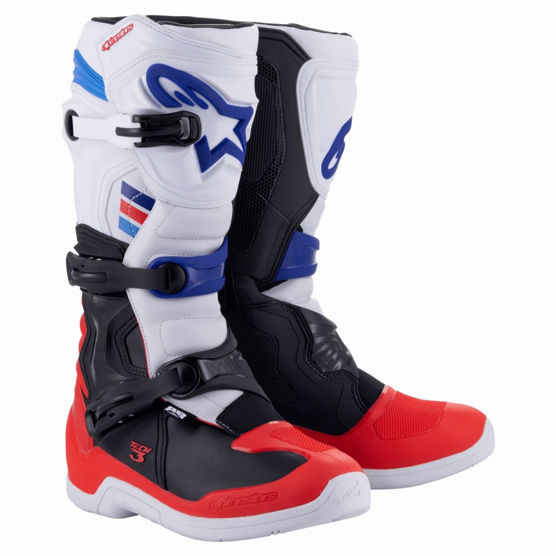 Bottes Tech 3 5 Blanc Rouge vif Bleu fonc