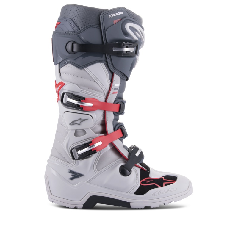 Bottes Tech 7 Enduro 5 Gris clair Gris fonc Rouge vif