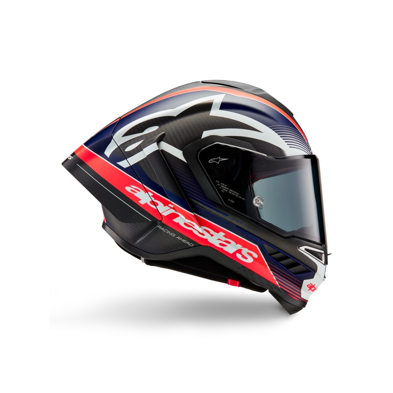 Casque Supertech R10 Team XS Noir Carb Rouge Fluo D Blu Matt