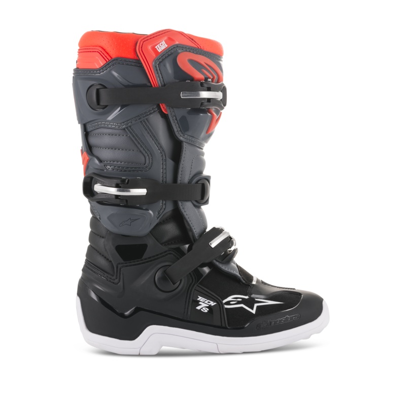 Bottes Tech 7S Jeunes 2 Noir Gris fonc Rouge Fluo