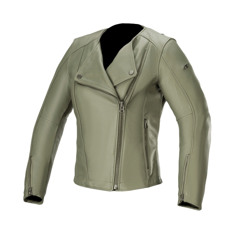 Veste En Cuir Alice Femme 38 Vert militaire